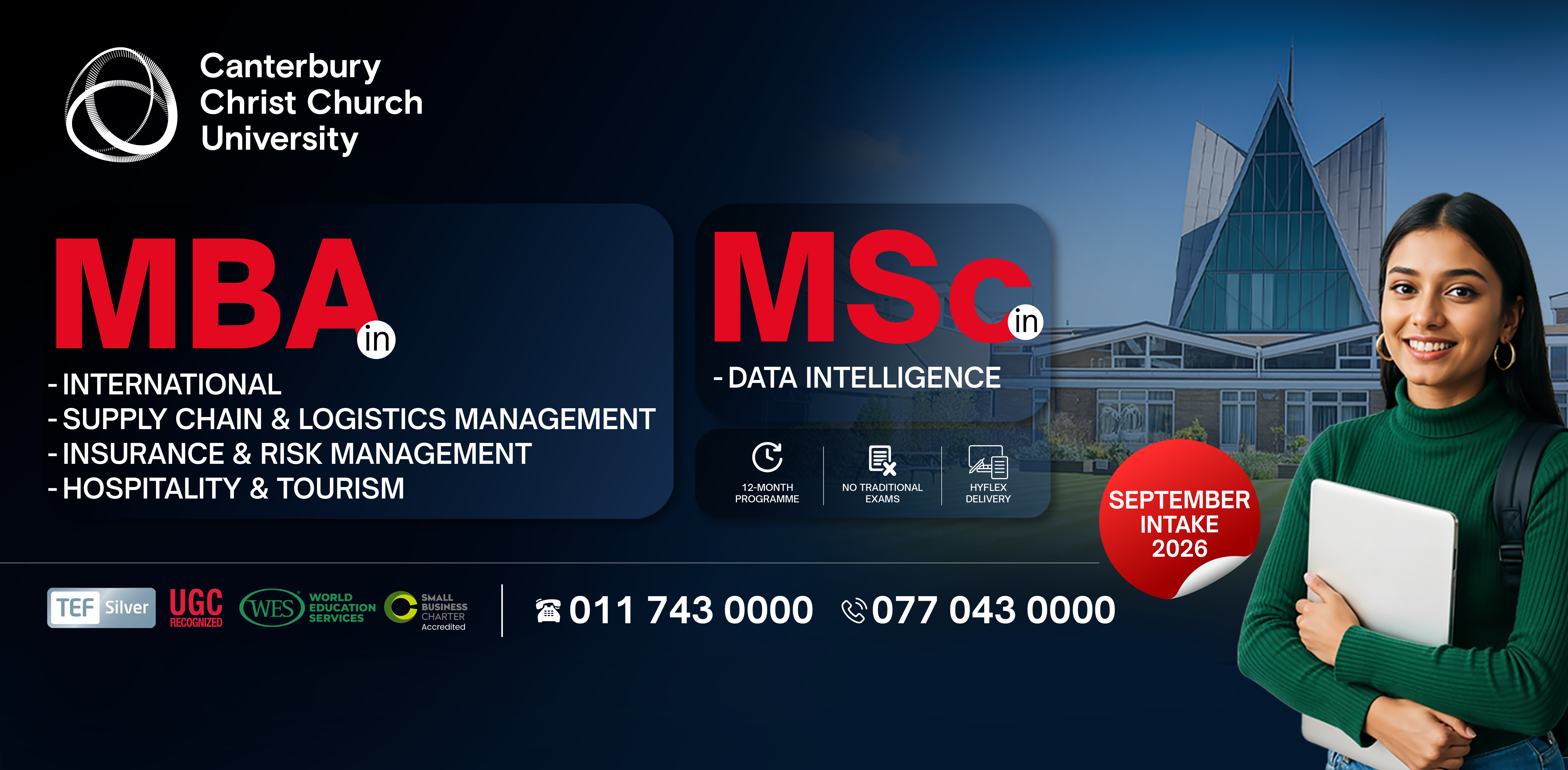 MBA and MSc September 2026 Intake